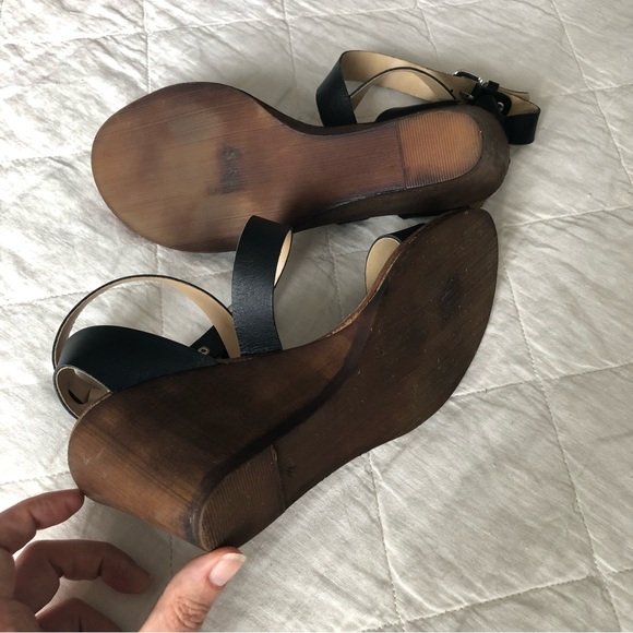 Aldo black leather wedge sandals - Picture 13 of 15